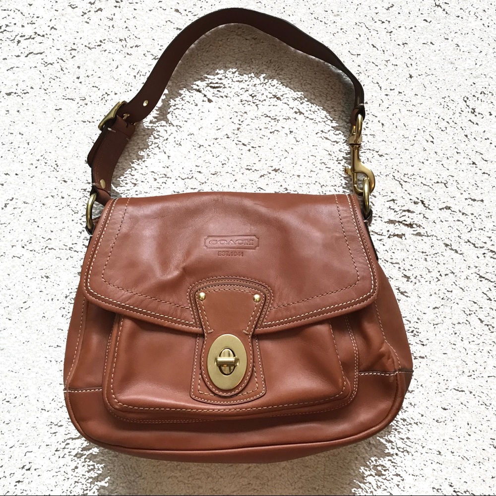 Coach Legacy Whiskey Leather Flap Shoulder Bag